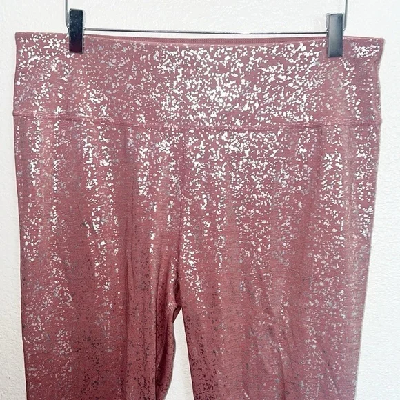 Sweaty Betty 7/8 Disco Metallic Pink Silver Leggings - Picture 2 of 9